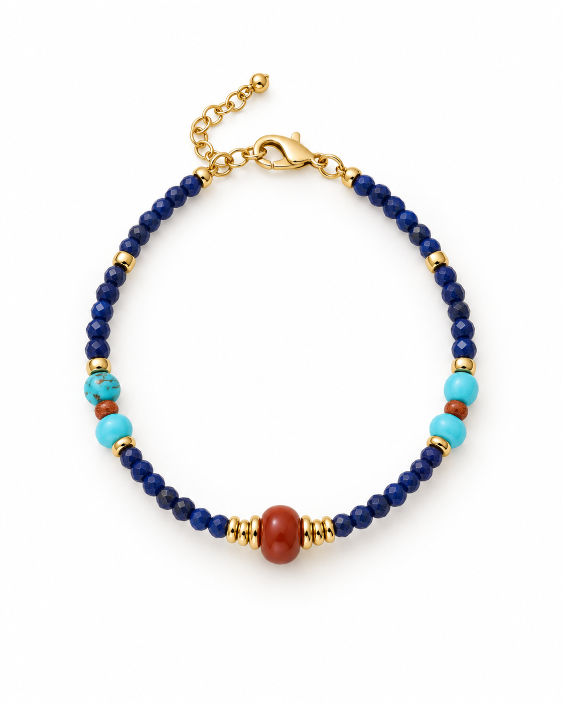 Blue Turquoise Color Red Accents Bracelet