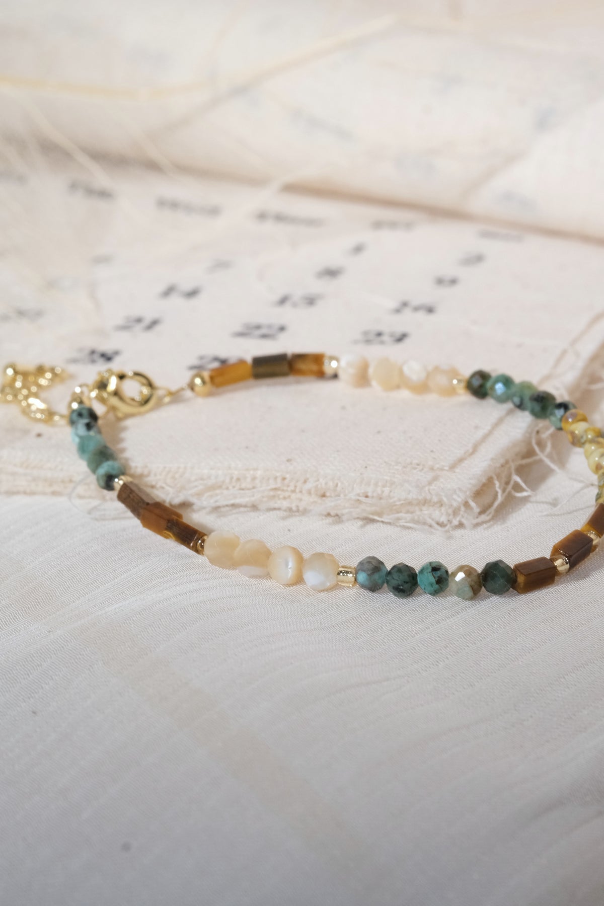 Multicolor Chip Gold Tone Bars Bracelet — real product photo