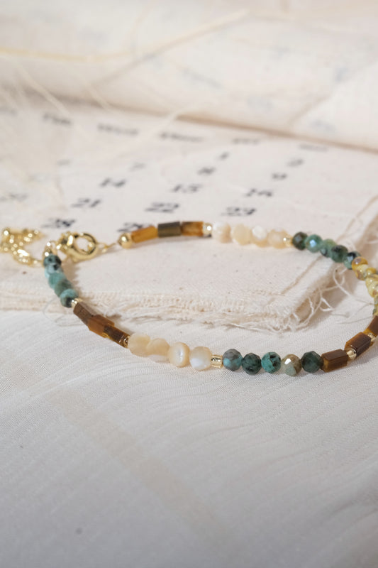 Multicolor Chip Gold Tone Bars Bracelet — real product photo