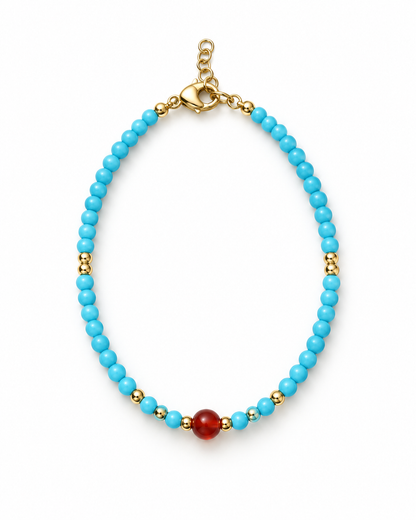 Turquoise Color Red Accents Bracelet