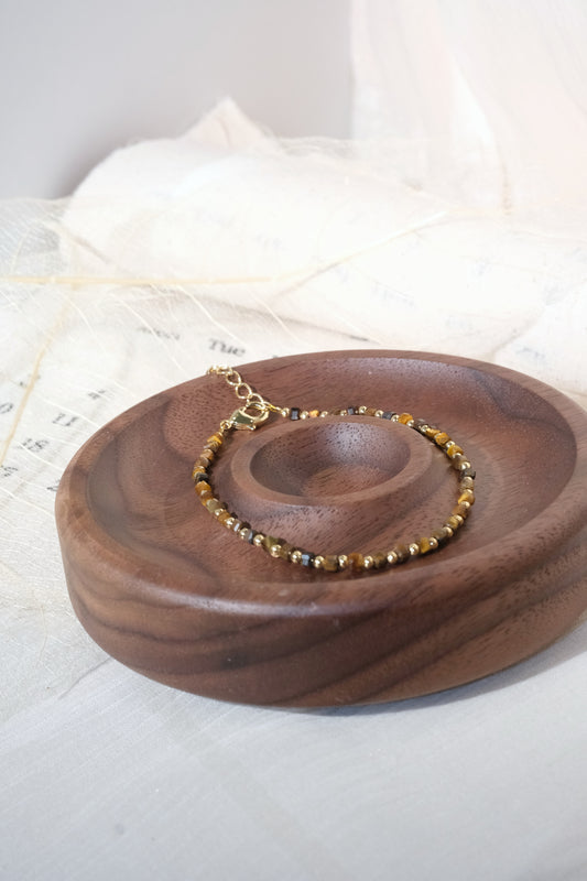 Brown Round Gold Tone Spacers Bracelet — real product photo
