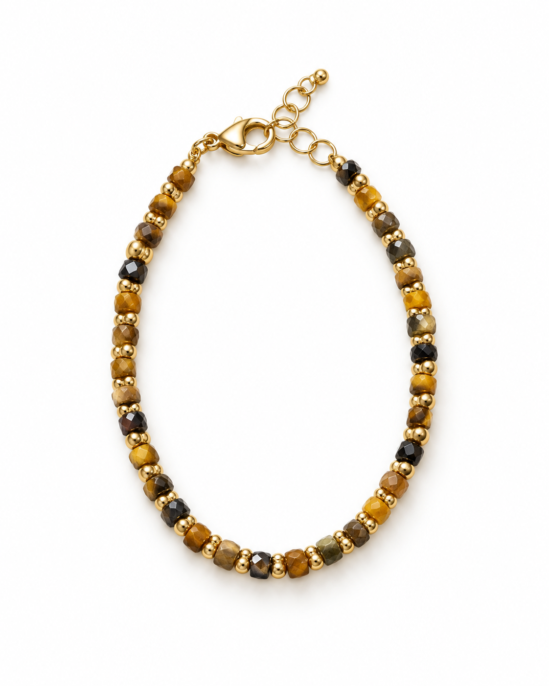 Brown Round Gold Tone Spacers Bracelet