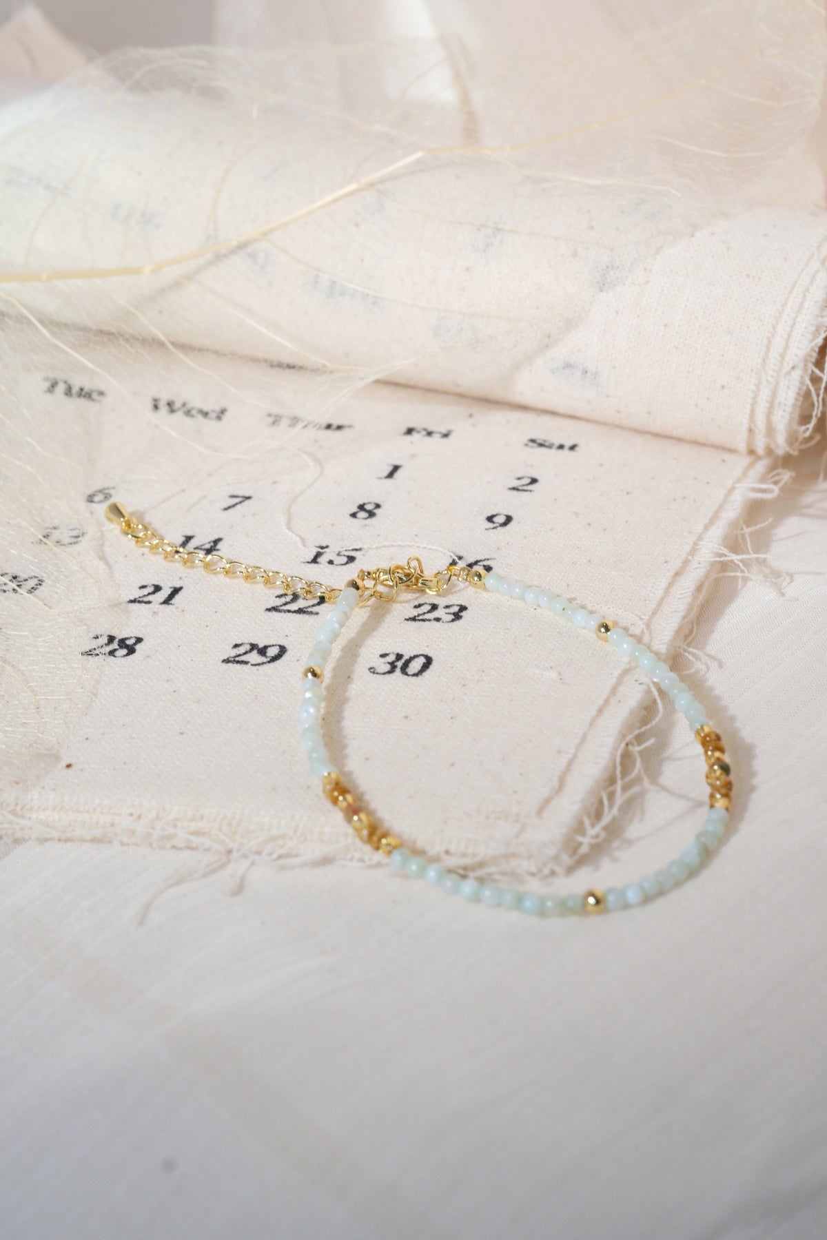 Pale Mint Faceted Beads Bracelet — real product photo
