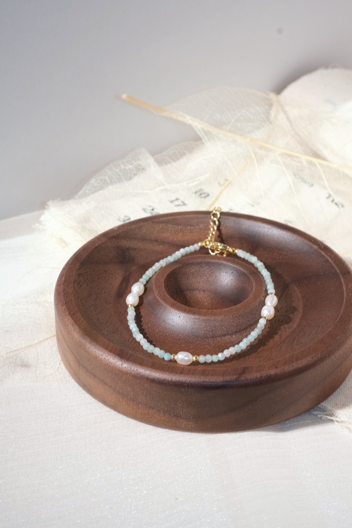 Mint White Oval Beads Bracelet — real product photo