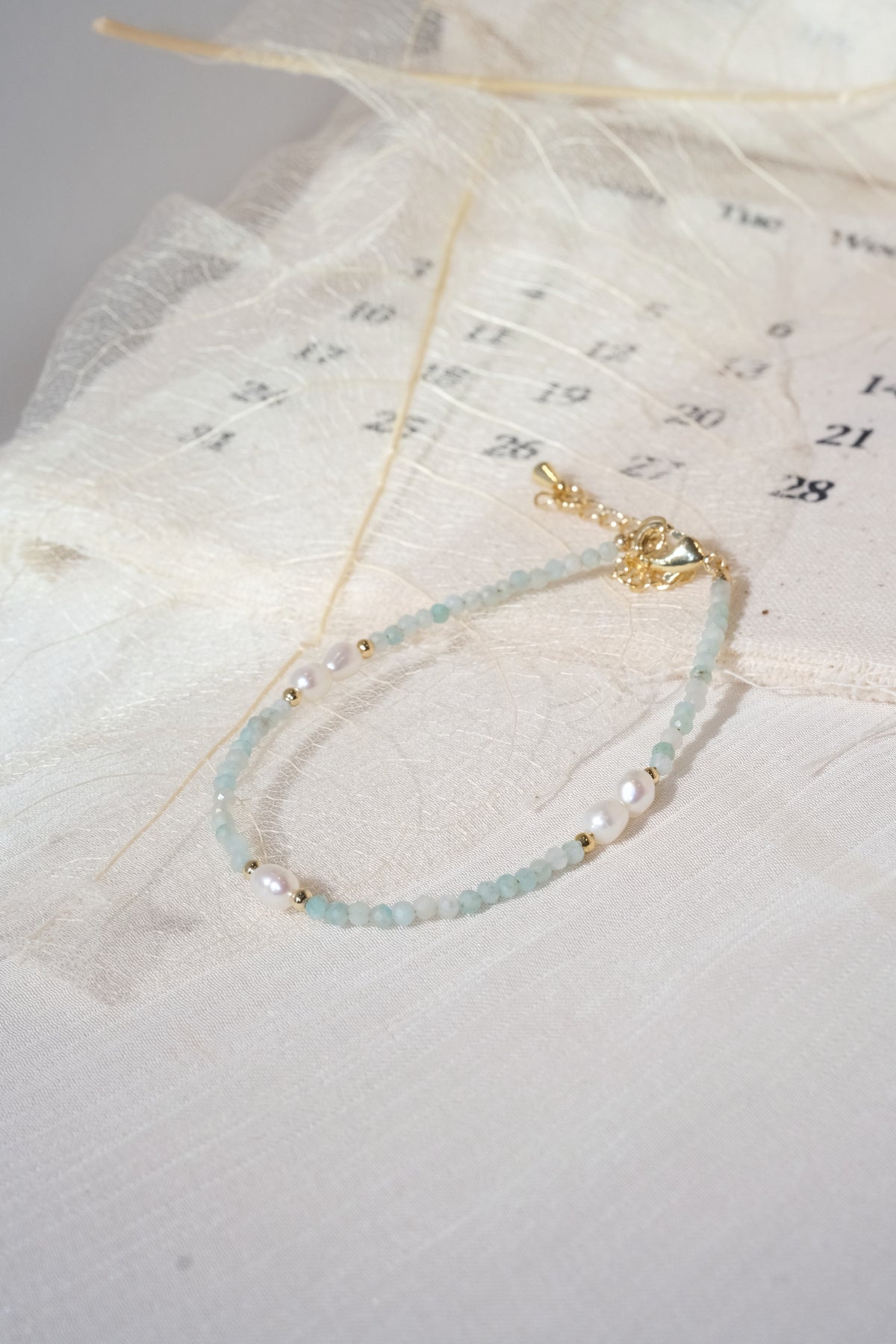 Mint White Oval Beads Bracelet — real product photo