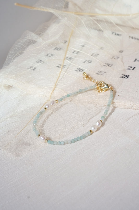 Mint White Oval Beads Bracelet — real product photo