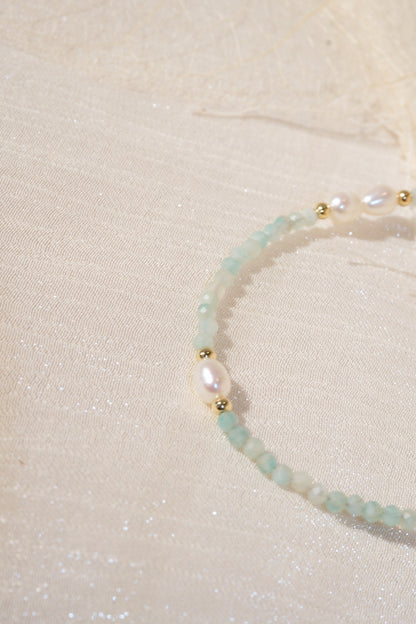 Mint White Oval Beads Bracelet — real product photo