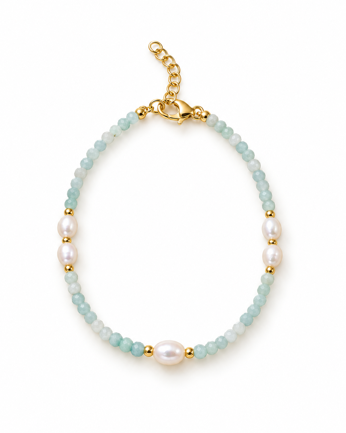 Mint White Oval Beads Bracelet