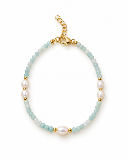 Mint White Oval Beads Bracelet