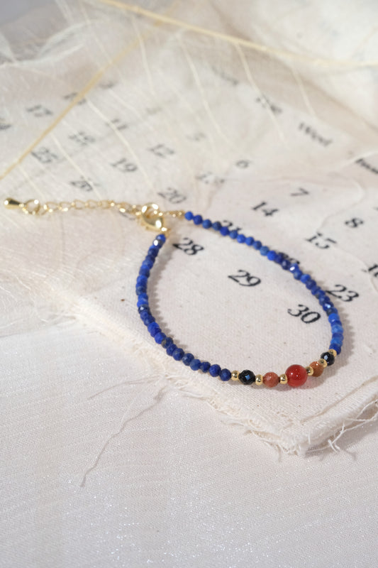 Bright Blue Red Accents Bracelet — real product photo
