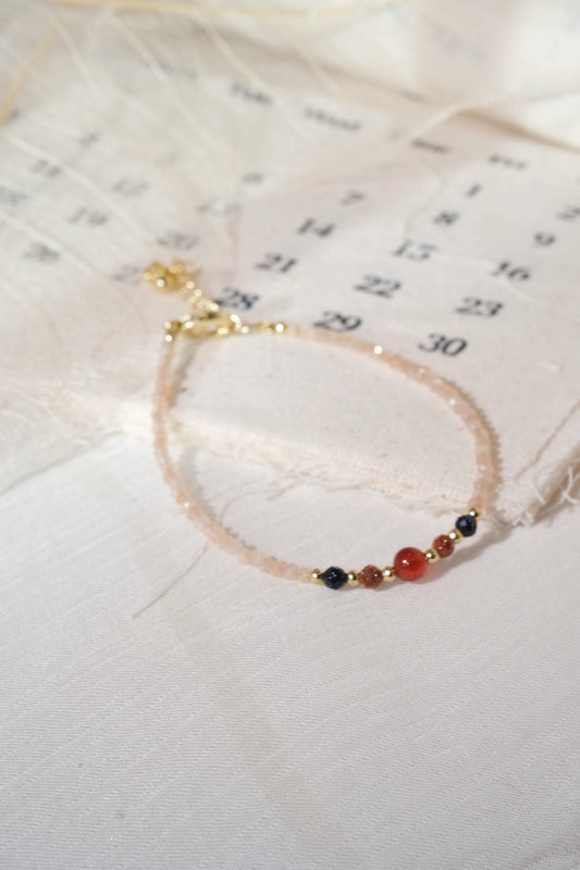 Peach Dark Red Accents Bracelet — real product photo