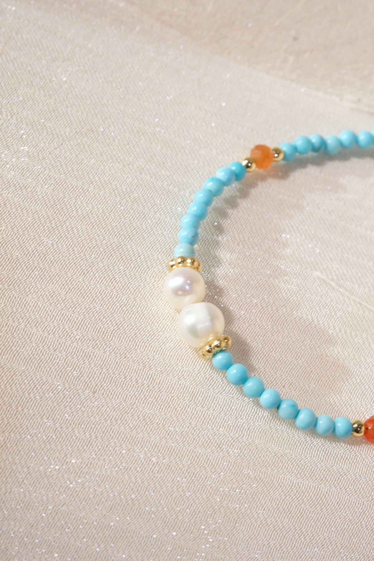 Turquoise Color White Oval Beads Bracelet — real product photo