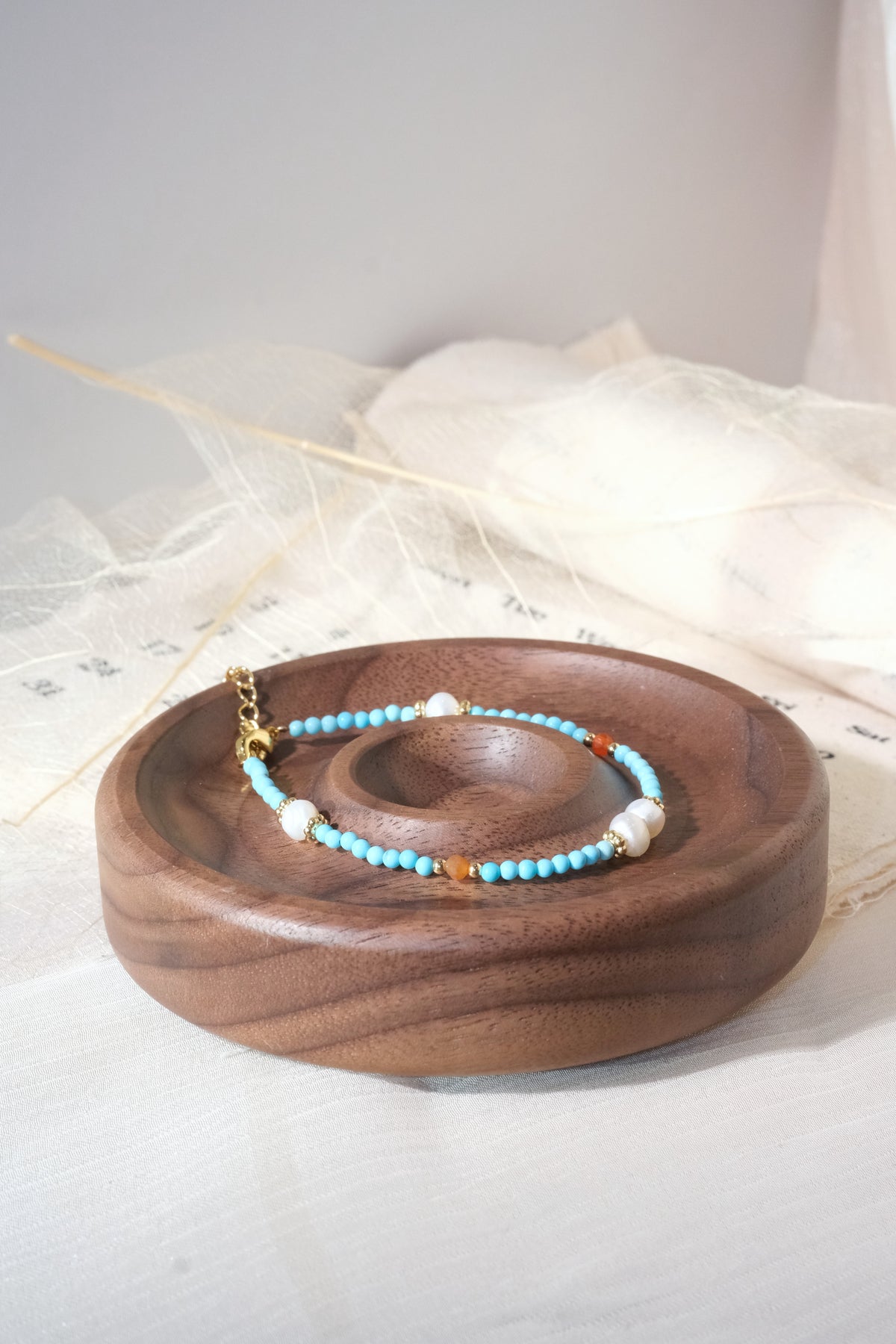 Turquoise Color White Oval Beads Bracelet — real product photo