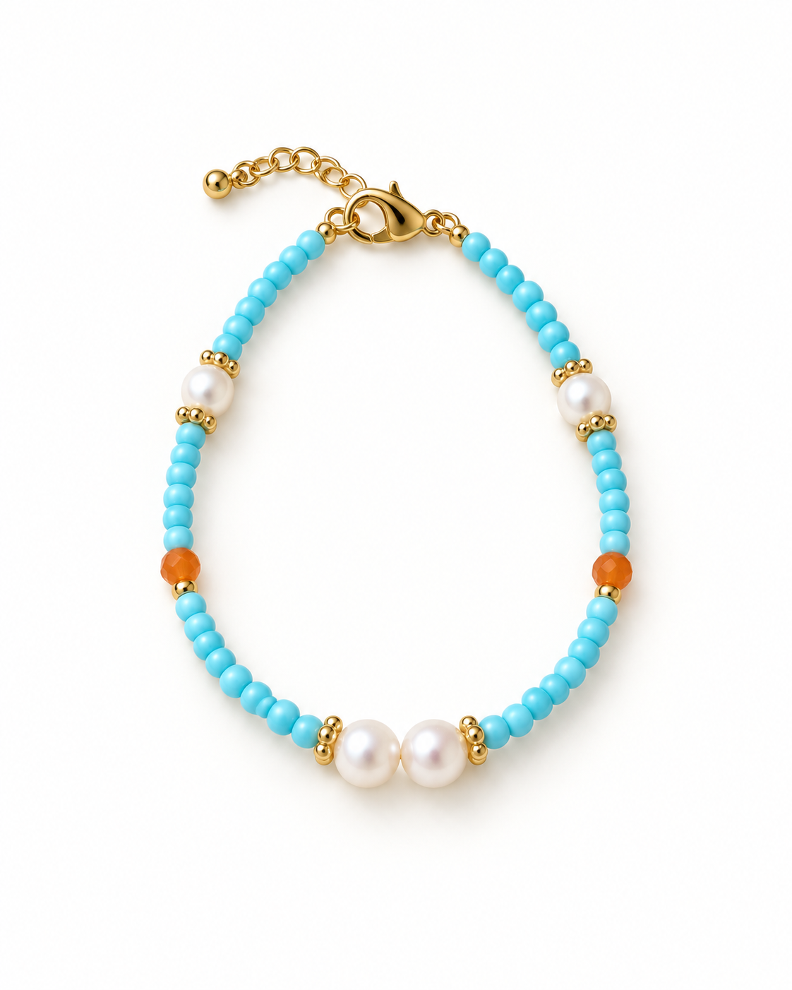 Turquoise Color White Oval Beads Bracelet