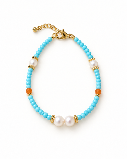 Turquoise Color White Oval Beads Bracelet