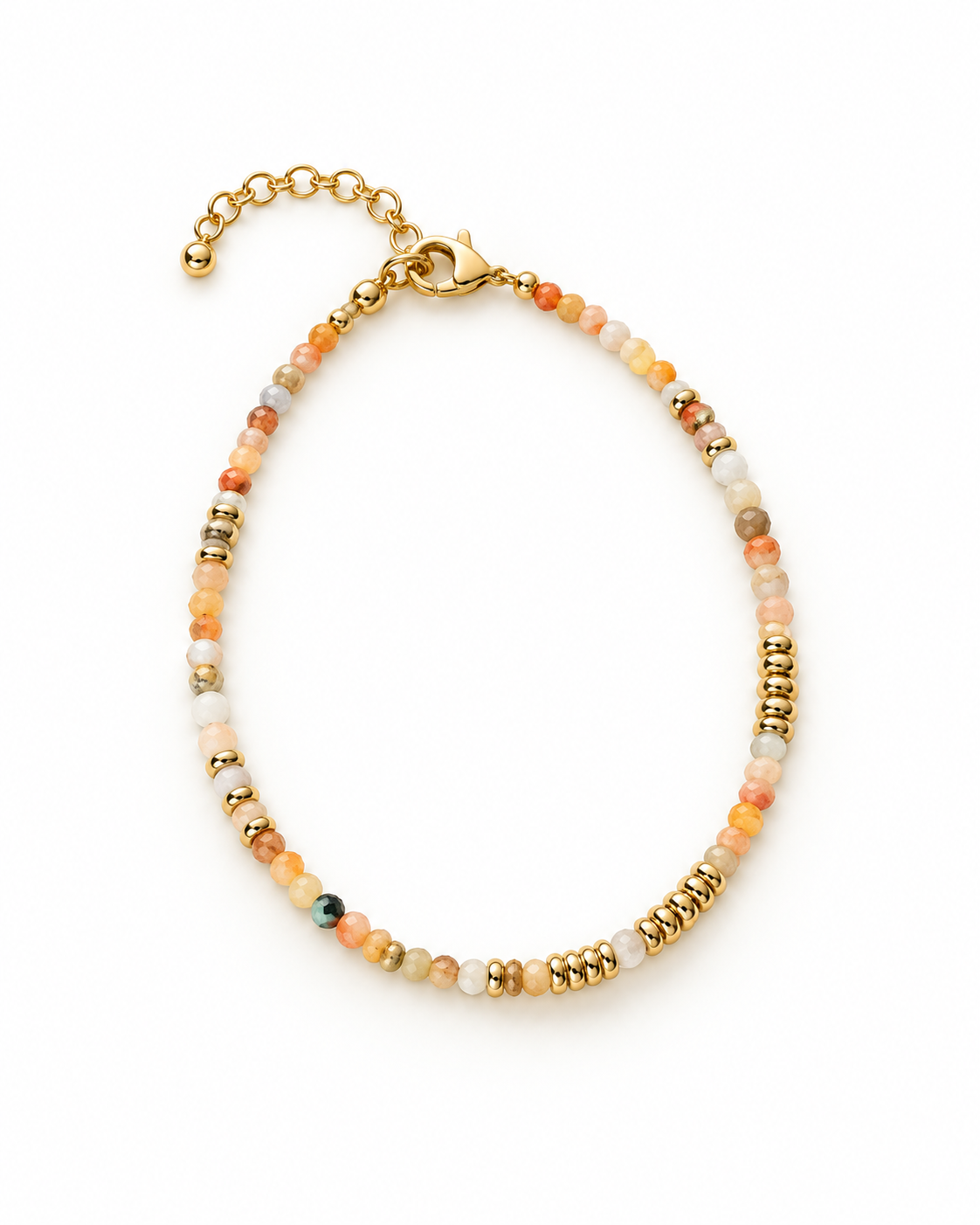 Cream Multicolor Gold Tone Ribbed Bar Bracelet