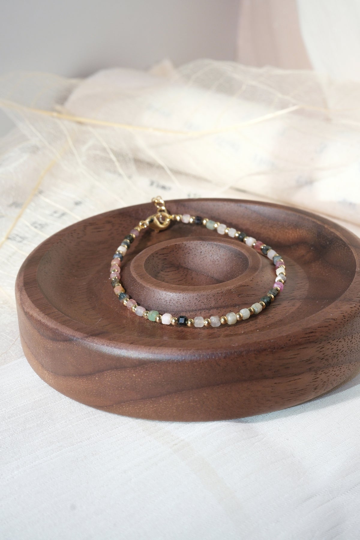 Pastel Dark Accent Round Beads Bracelet — real product photo