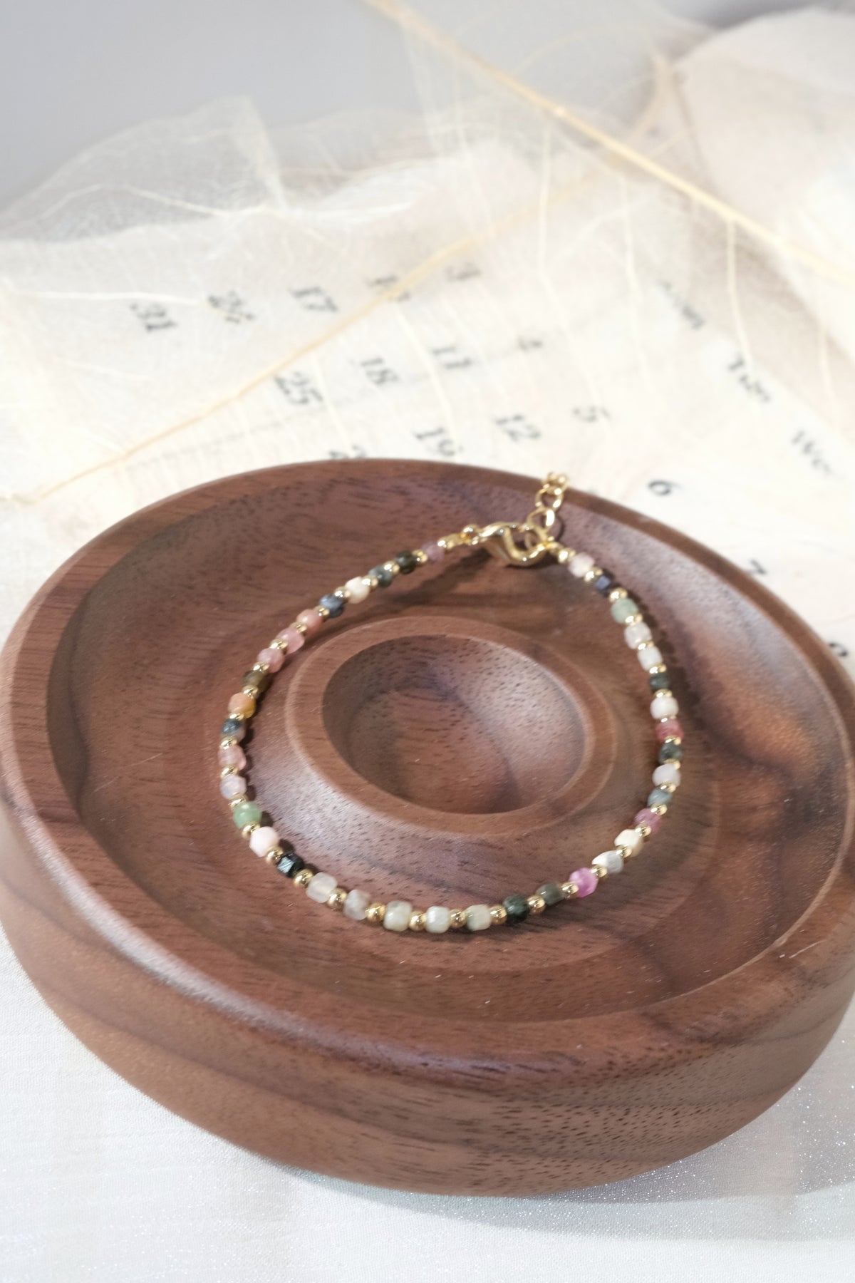 Pastel Dark Accent Round Beads Bracelet — real product photo