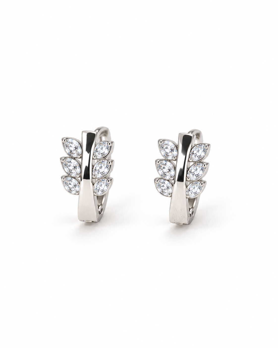 Silver Tone Bar Cluster Hoops Earrings