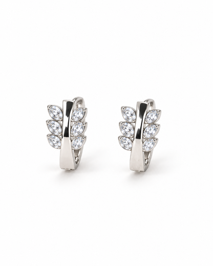Silver Tone Bar Cluster Hoops Earrings
