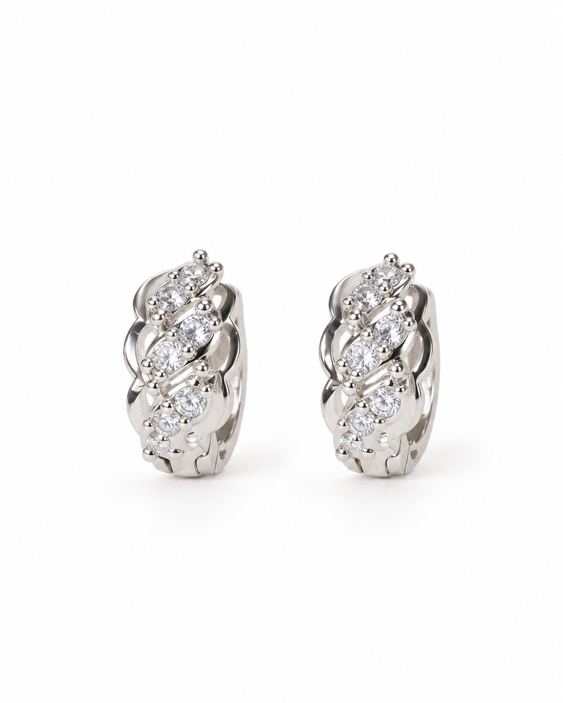 Silver Tone Cluster Hoops Earrings