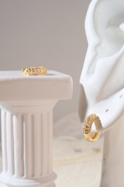 Gold Tone Pave Hoops Earrings — real product photo