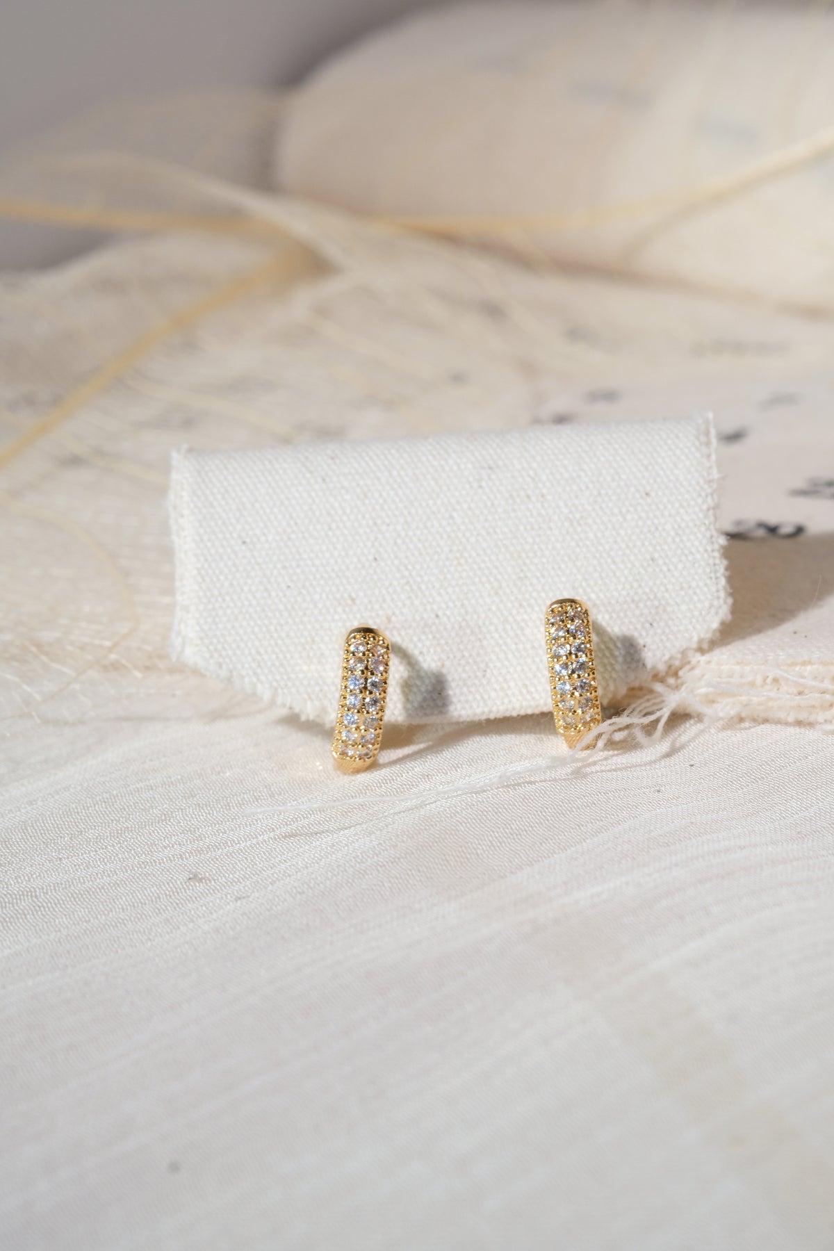 Gold Tone Pave Hoops Earrings — real product photo