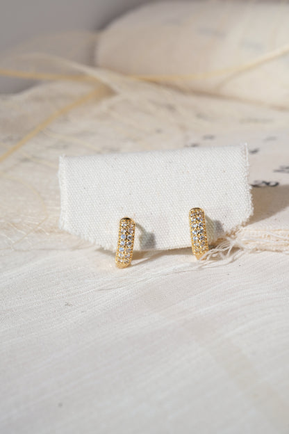 Gold Tone Pave Hoops Earrings — real product photo