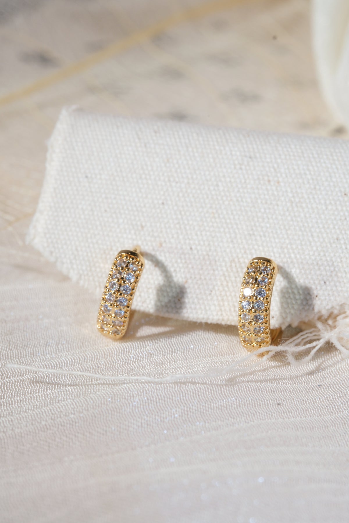 Gold Tone Pave Hoops Earrings — real product photo