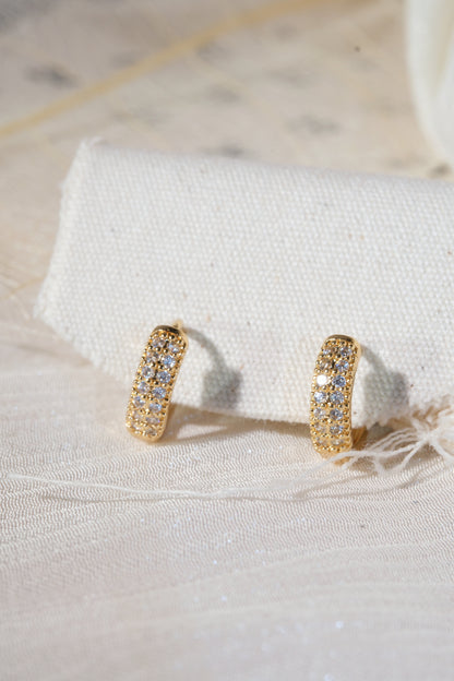 Gold Tone Pave Hoops Earrings — real product photo
