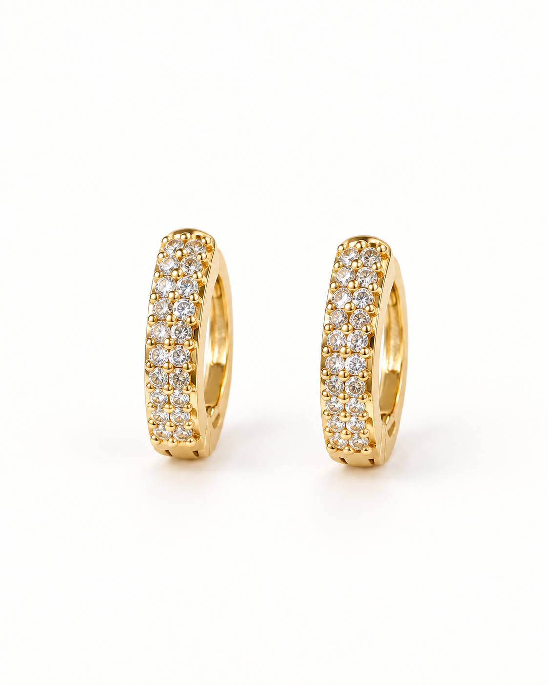 Gold Tone Pave Hoops Earrings