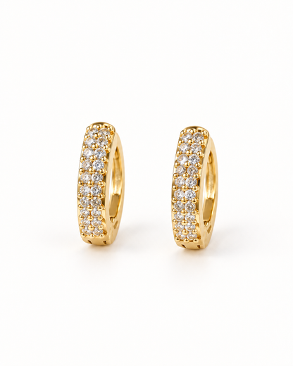 Gold Tone Pave Hoops Earrings