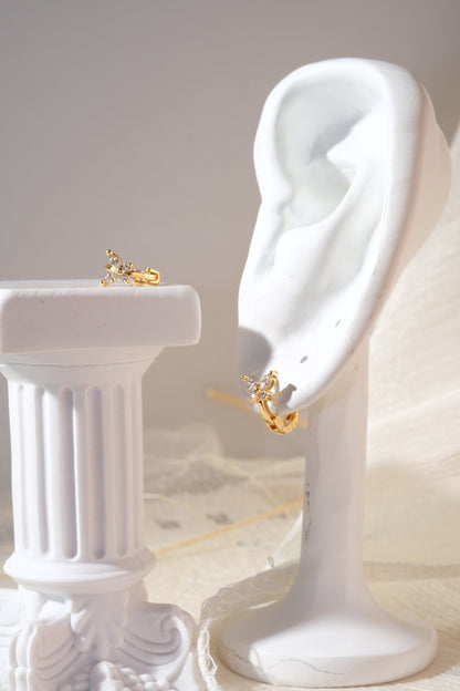 Gold Tone Floral Hoops Earrings — real product photo