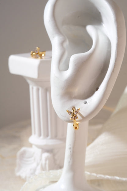 Gold Tone Floral Hoops Earrings — real product photo