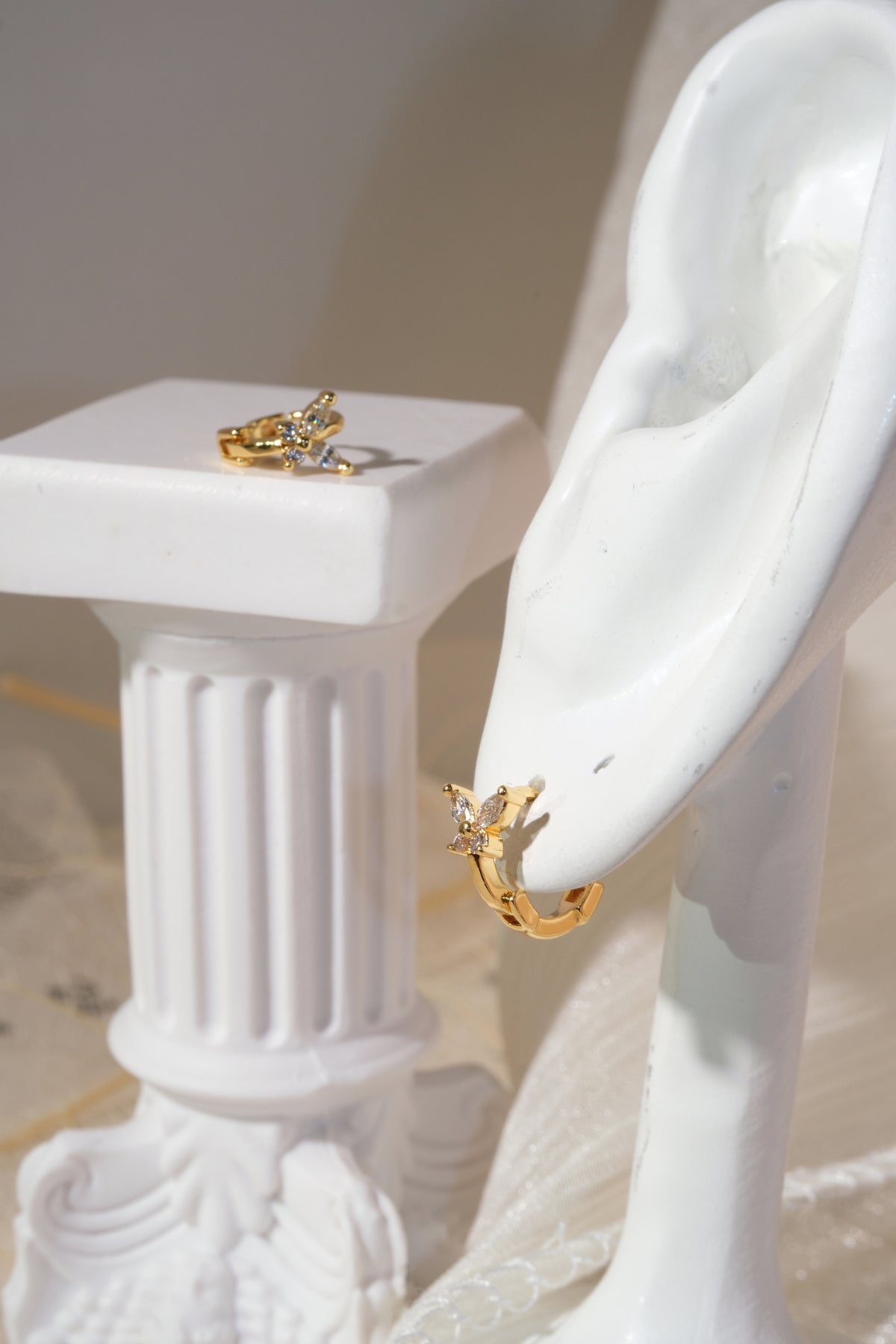 Gold Tone Floral Hoops Earrings — real product photo