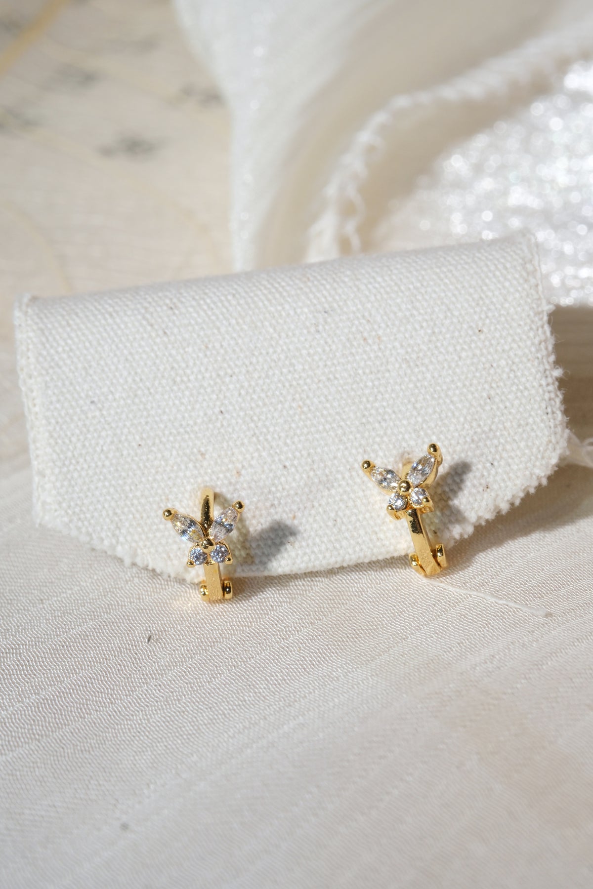 Gold Tone Floral Hoops Earrings — real product photo