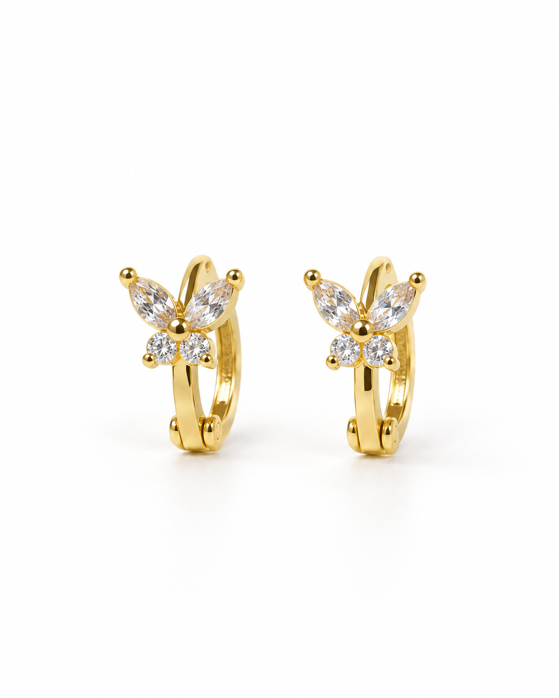 Gold Tone Floral Hoops Earrings