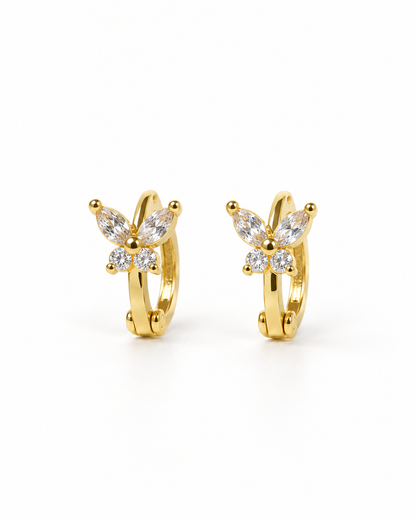 Gold Tone Floral Hoops Earrings