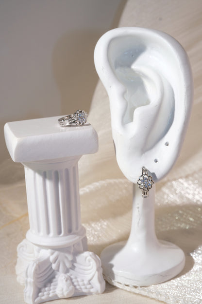 Silver Tone Floral Hoops Earrings — real product photo