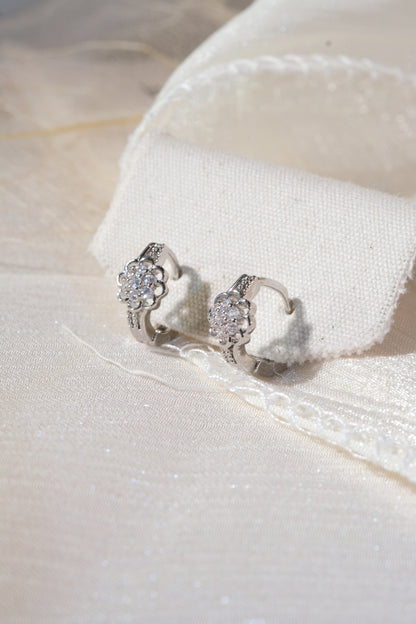 Silver Tone Floral Hoops Earrings — real product photo
