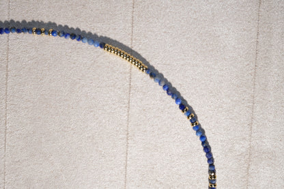 Blue Gold Tone Bar Accents Necklace — real product photo