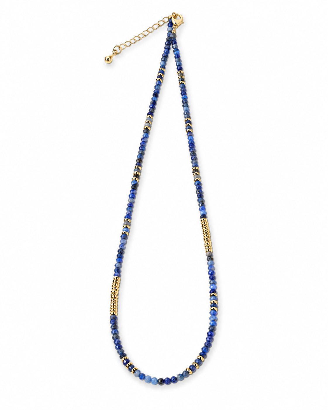 Blue Gold Tone Bar Accents Necklace