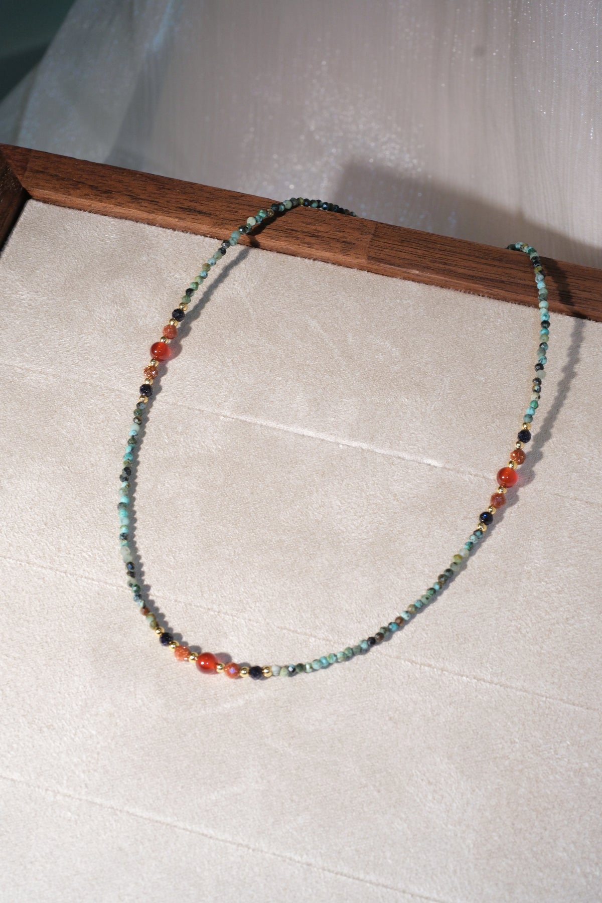 Green Orange Accents Necklace — real product photo