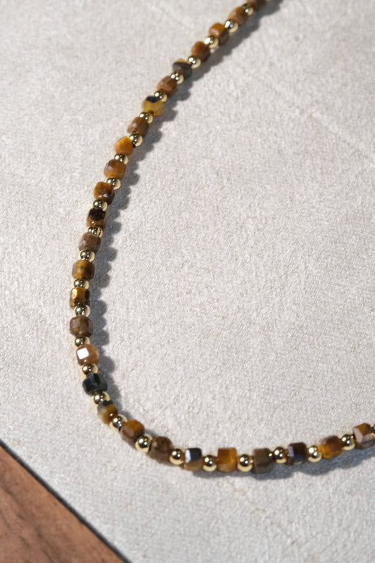 Brown Gold Tone Round Beads Necklace — real product photo