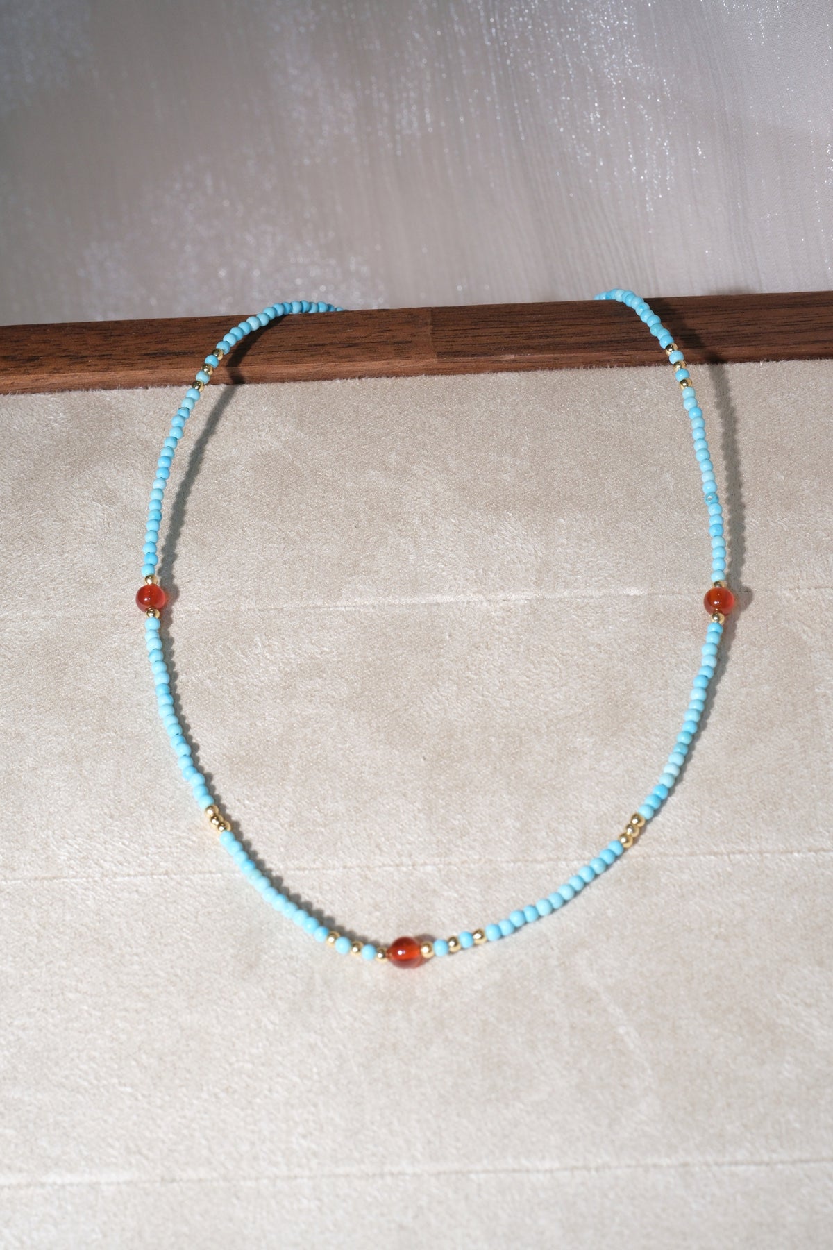 Turquoise Color Red Accents Necklace — real product photo