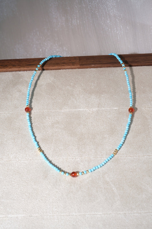 Turquoise Color Red Accents Necklace — real product photo