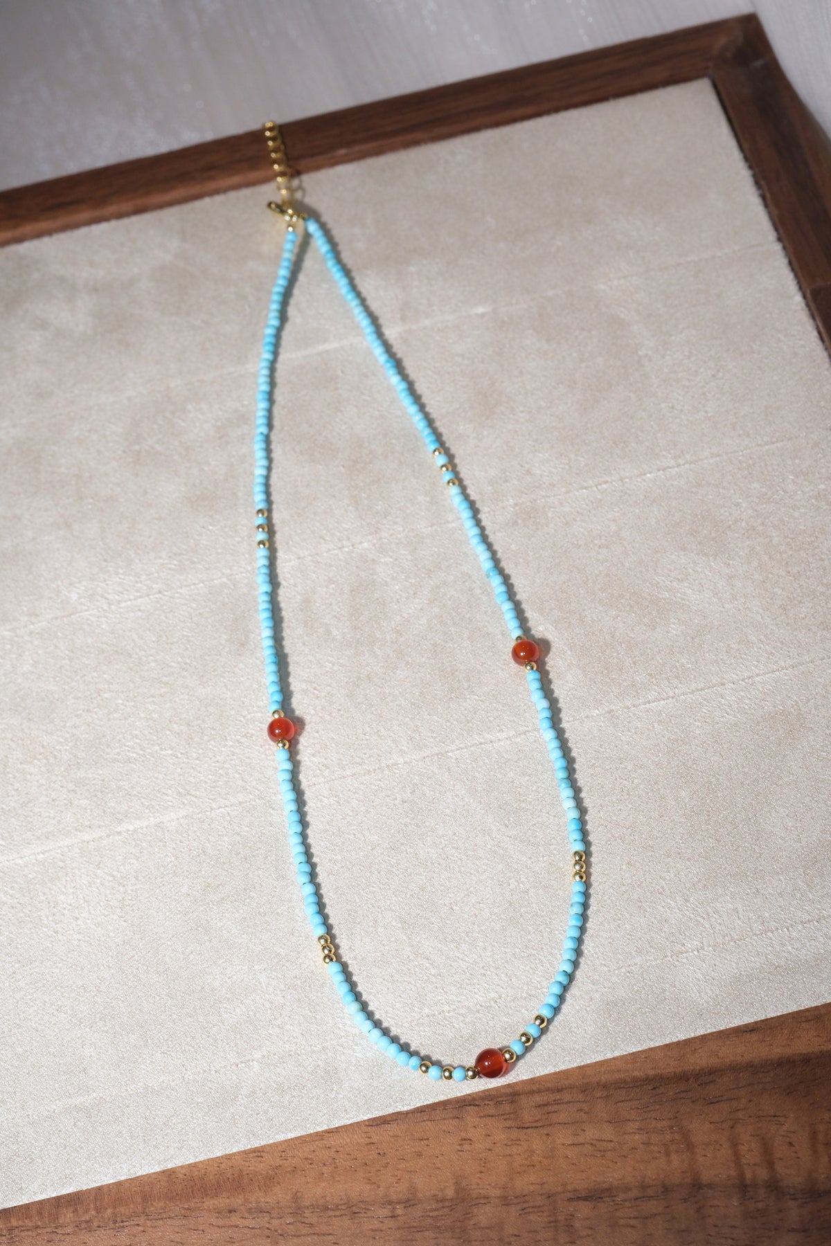 Turquoise Color Red Accents Necklace — real product photo