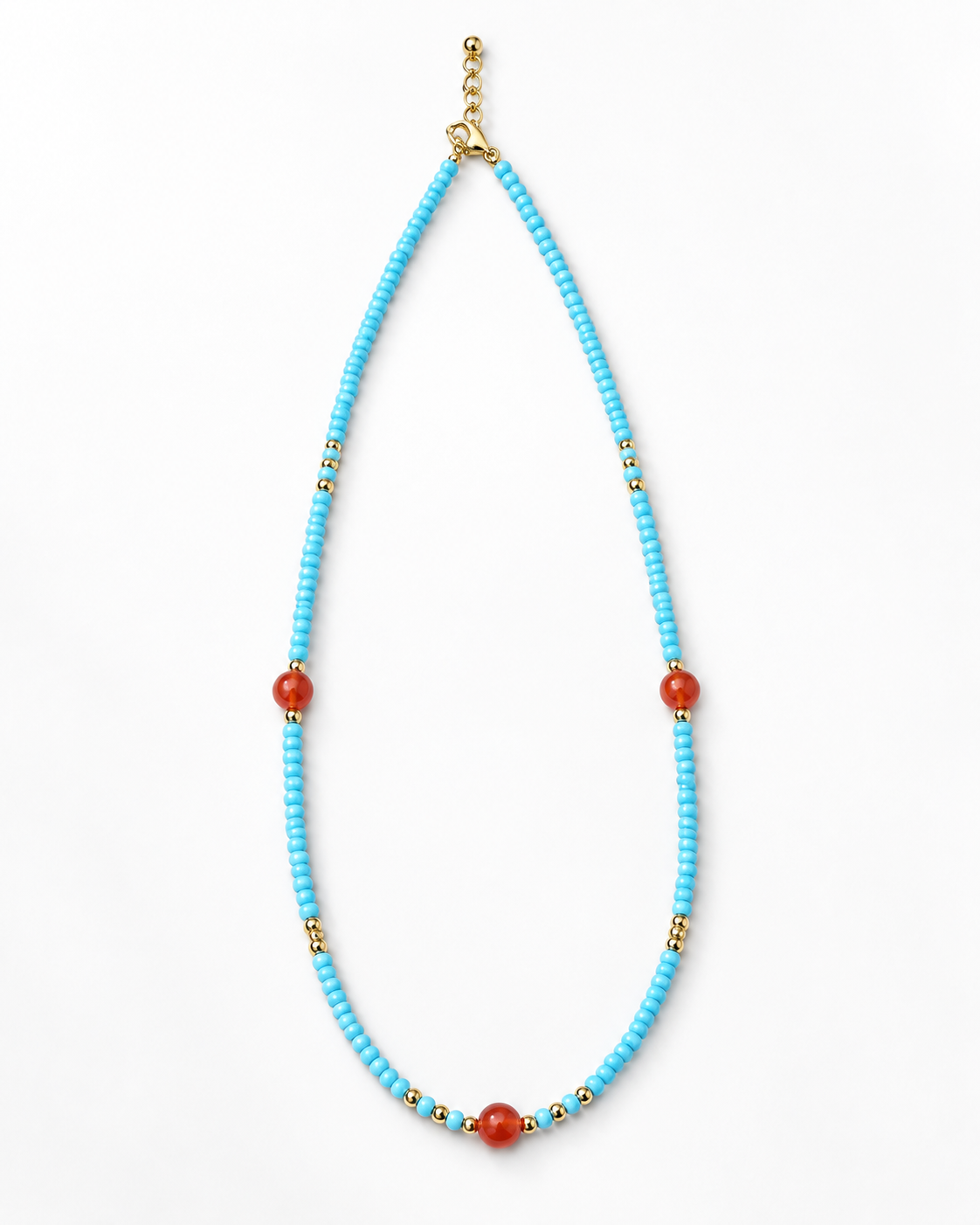 Turquoise Color Red Accents Necklace
