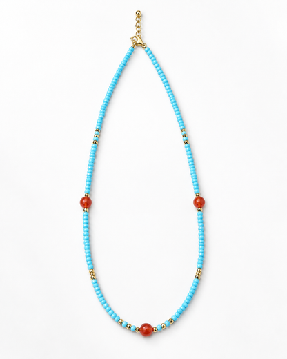 Turquoise Color Red Accents Necklace