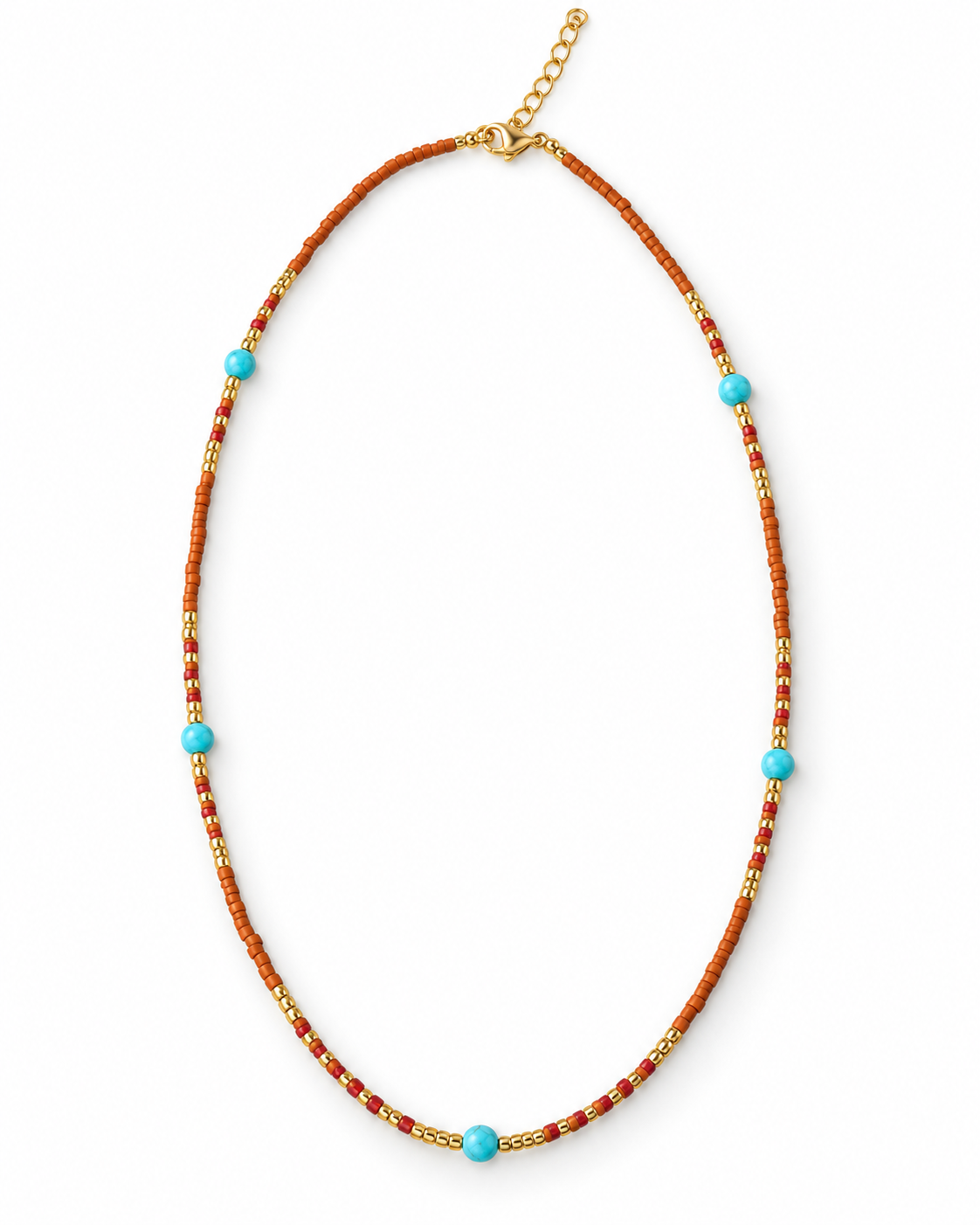 Orange Brown Aqua Accents Necklace